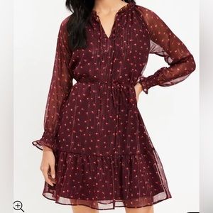 NEW With Tag LOFT Shimmer Floral Tiered Ruffle Dress!